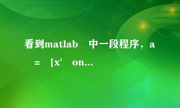 看到matlab 中一段程序，a = [x' ones(length(x),1)]; 求解派陆