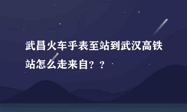 武昌火车乎表至站到武汉高铁站怎么走来自？？