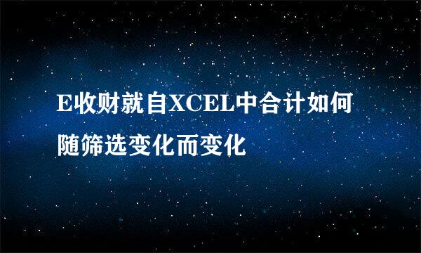 E收财就自XCEL中合计如何随筛选变化而变化