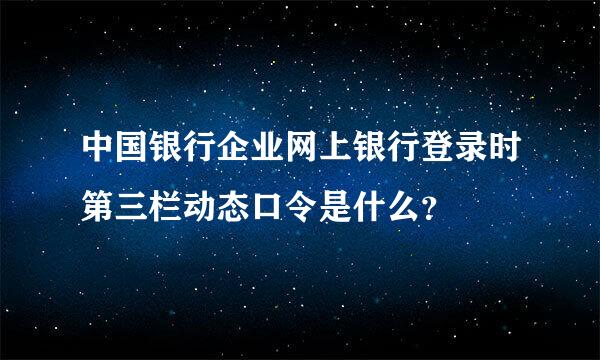 中国银行企业网上银行登录时第三栏动态口令是什么？