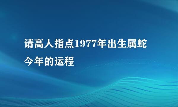 请高人指点1977年出生属蛇今年的运程