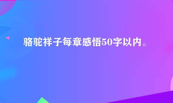 骆驼祥子每章感悟50字以内。