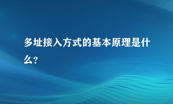 多址接入方式的基本原理是什么？