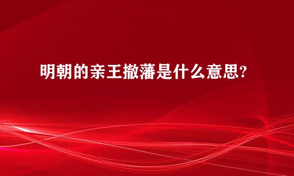 明朝的亲王撤藩是什么意思?