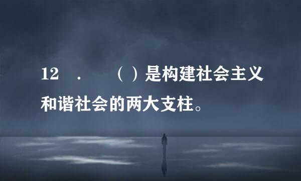 12 ． （）是构建社会主义和谐社会的两大支柱。