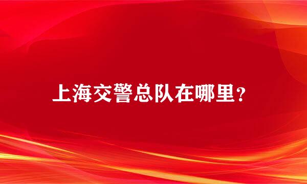 上海交警总队在哪里？