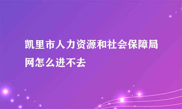 凯里市人力资源和社会保障局网怎么进不去