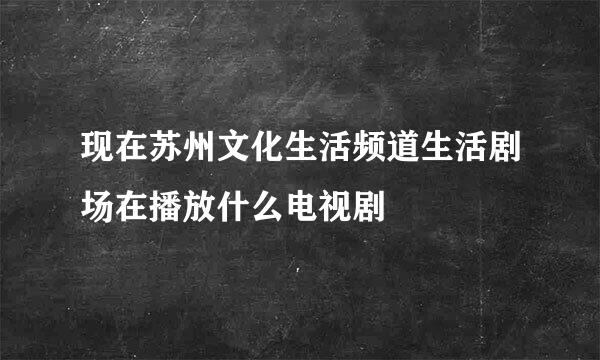 现在苏州文化生活频道生活剧场在播放什么电视剧