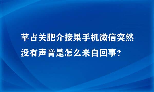 苹占关肥介接果手机微信突然没有声音是怎么来自回事？