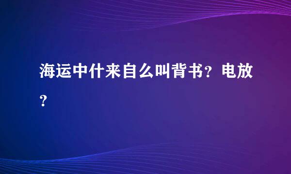 海运中什来自么叫背书？电放？