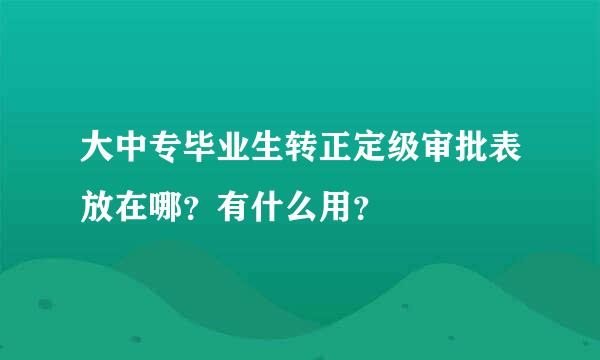 大中专毕业生转正定级审批表放在哪？有什么用？