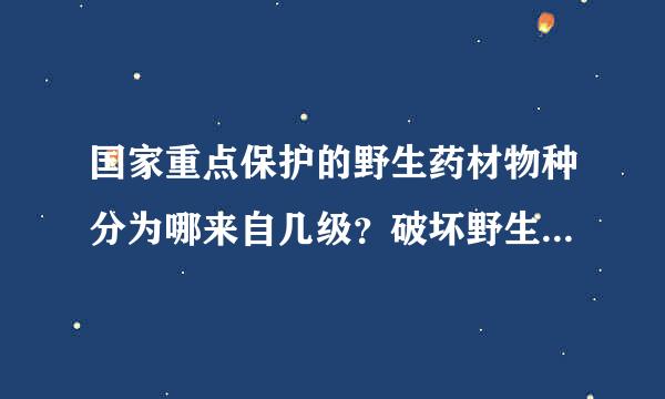 国家重点保护的野生药材物种分为哪来自几级？破坏野生药材资源的，如