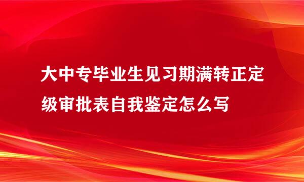 大中专毕业生见习期满转正定级审批表自我鉴定怎么写