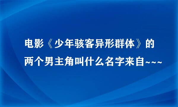 电影《少年骇客异形群体》的两个男主角叫什么名字来自~~~