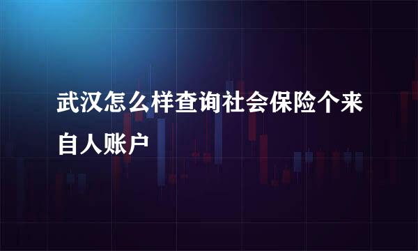 武汉怎么样查询社会保险个来自人账户