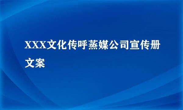 XXX文化传呼蒸媒公司宣传册文案