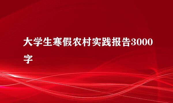 大学生寒假农村实践报告3000字