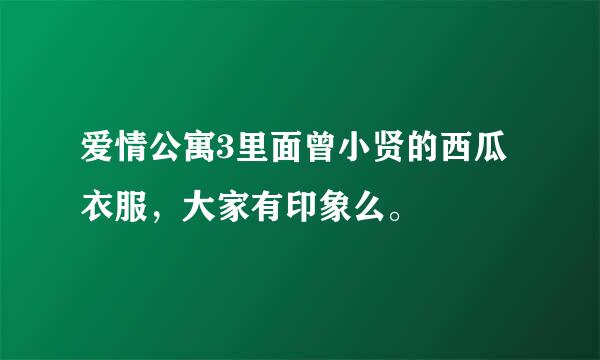 爱情公寓3里面曾小贤的西瓜衣服，大家有印象么。