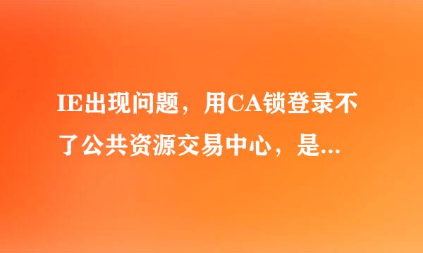 IE出现问题，用CA锁登录不了公共资源交易中心，是什么问题？