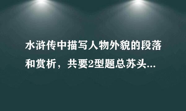 水浒传中描写人物外貌的段落和赏析，共要2型题总苏头混00字