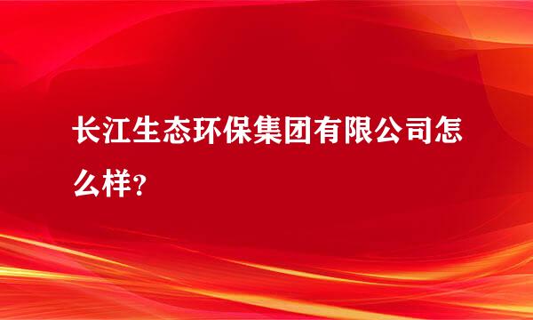 长江生态环保集团有限公司怎么样？