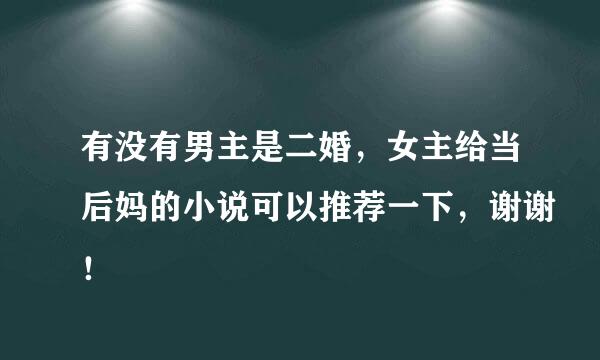 有没有男主是二婚，女主给当后妈的小说可以推荐一下，谢谢！