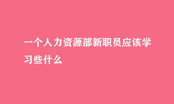 一个人力资源部新职员应该学习些什么