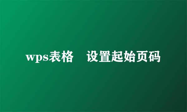 wps表格 设置起始页码