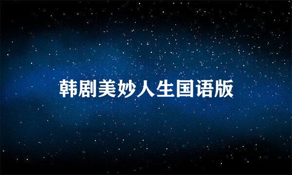 韩剧美妙人生国语版