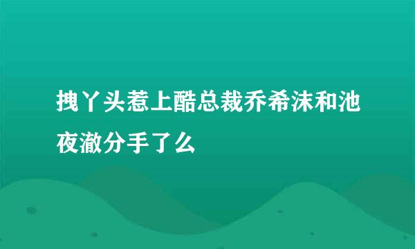 拽丫头惹上酷总裁乔希沫和池夜澈分手了么