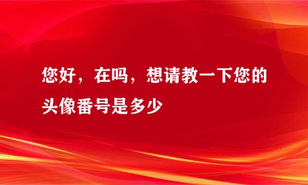 您好，在吗，想请教一下您的头像番号是多少