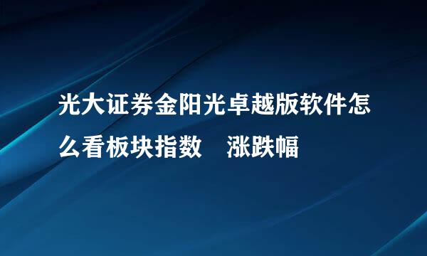 光大证券金阳光卓越版软件怎么看板块指数 涨跌幅