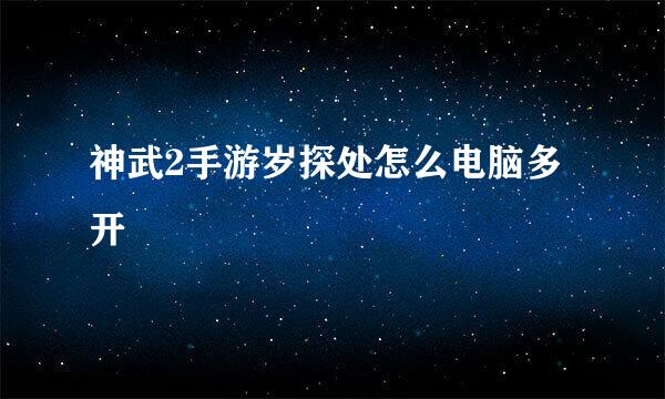 神武2手游岁探处怎么电脑多开