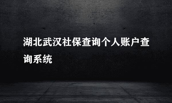 湖北武汉社保查询个人账户查询系统