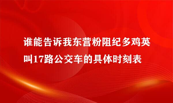 谁能告诉我东营粉阻纪多鸡英叫17路公交车的具体时刻表