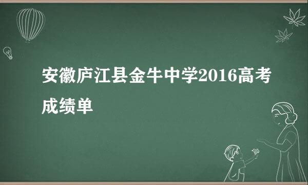 安徽庐江县金牛中学2016高考成绩单