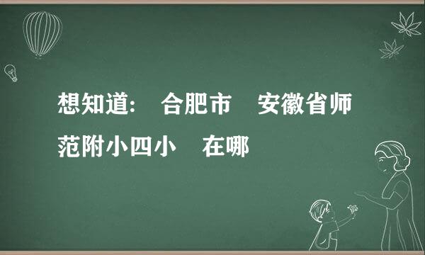 想知道: 合肥市 安徽省师范附小四小 在哪