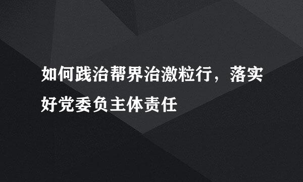 如何践治帮界治激粒行，落实好党委负主体责任