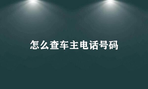 怎么查车主电话号码