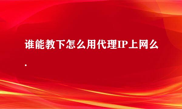 谁能教下怎么用代理IP上网么.