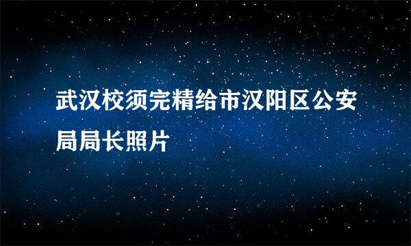 武汉校须完精给市汉阳区公安局局长照片