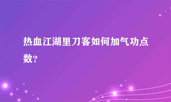 热血江湖里刀客如何加气功点数？