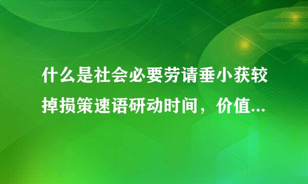 什么是社会必要劳请垂小获较掉损策速语研动时间，价值量，个别劳动时间，使用价值，价值总量