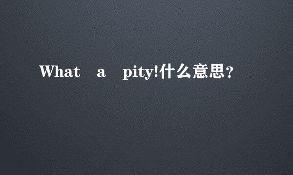 What a pity!什么意思？