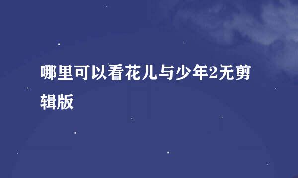 哪里可以看花儿与少年2无剪辑版