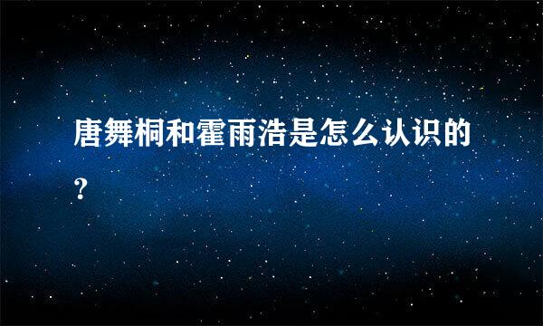 唐舞桐和霍雨浩是怎么认识的？