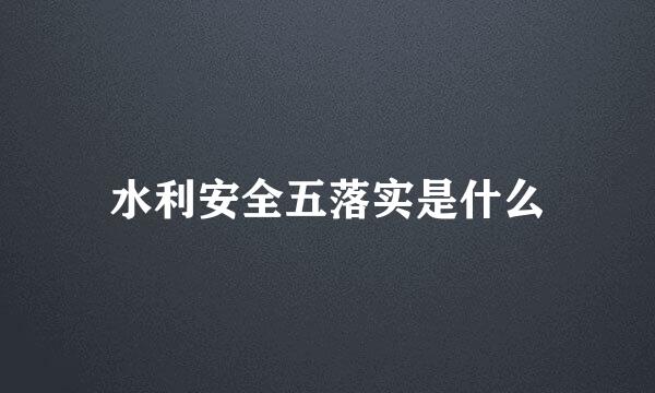 水利安全五落实是什么