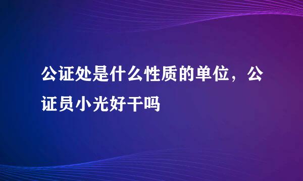 公证处是什么性质的单位，公证员小光好干吗