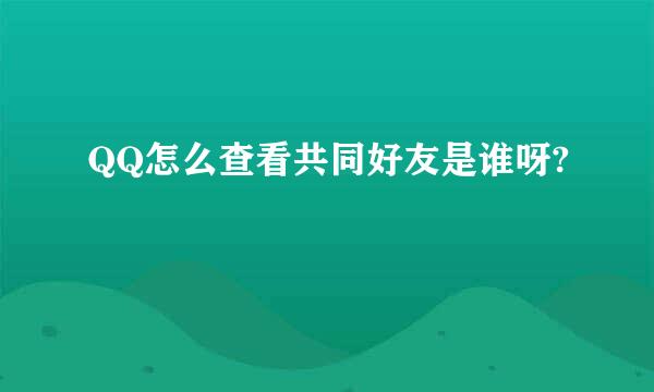 QQ怎么查看共同好友是谁呀?