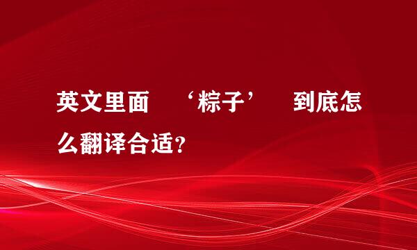 英文里面 ‘粽子’ 到底怎么翻译合适？